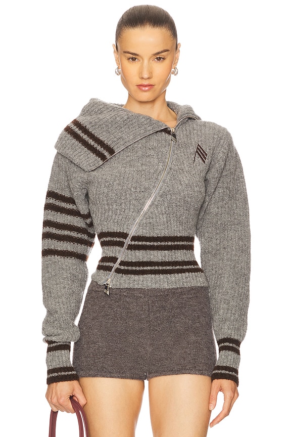 view 2 of 7 Geometric Cardigan in Melange Grey