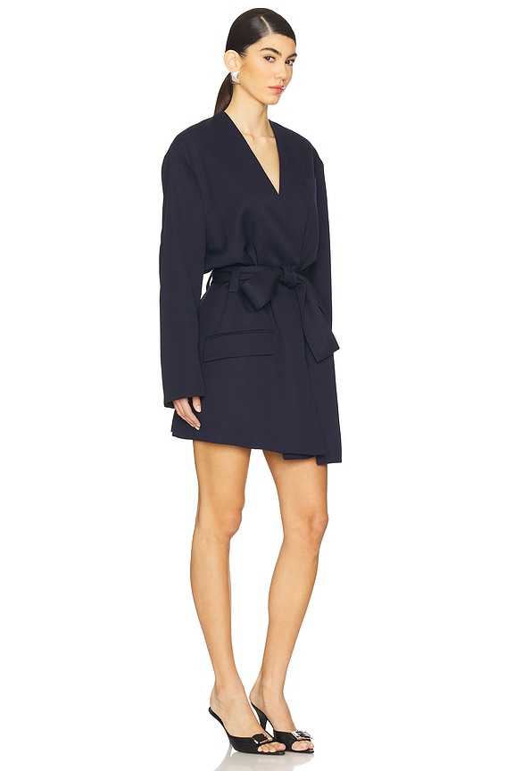 view 2 of 3 Long Coat in Navy Blue