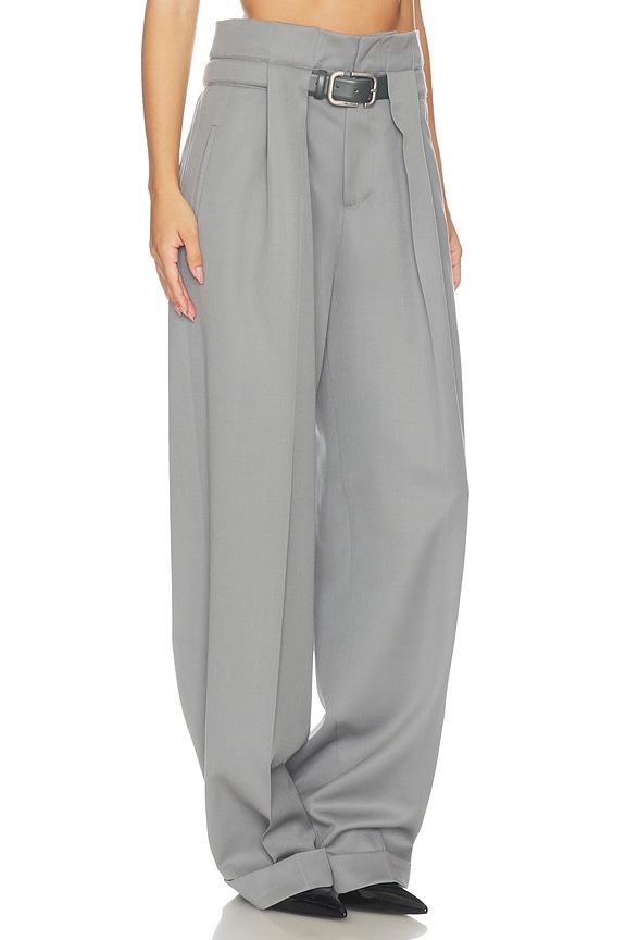 view 2 of 6 Long Belted Pant in Grey