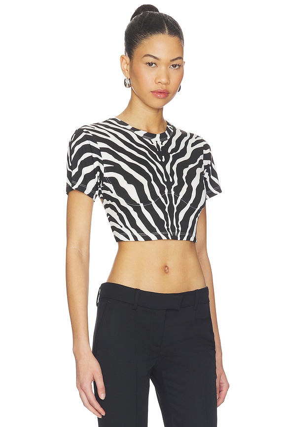 view 2 of 5 Cropped T-Shirt in White & Black