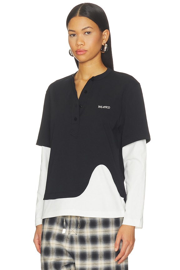 view 2 of 5 Layered Tee in Black & White