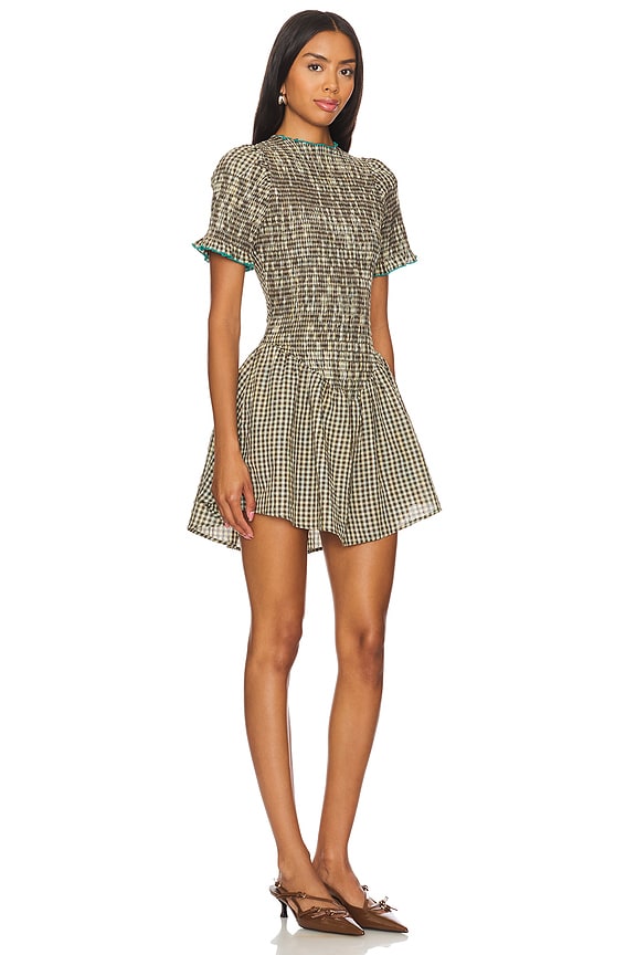 view 2 of 4 Ruched Mini Dress in Biscuit Plaid