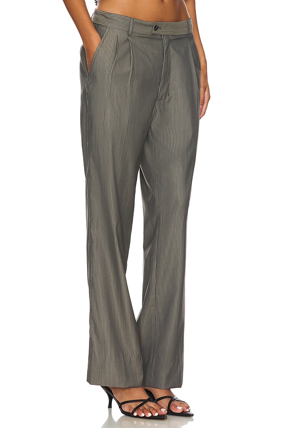 view 2 of 6 Tailored Wool Pant in Taupe Pinstripe