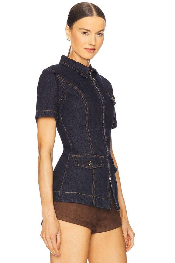 view 2 of 4 ДЖИНСОВЫЙ ТОП С ВОРОТНИКОМ BROOKE in Dark Indigo