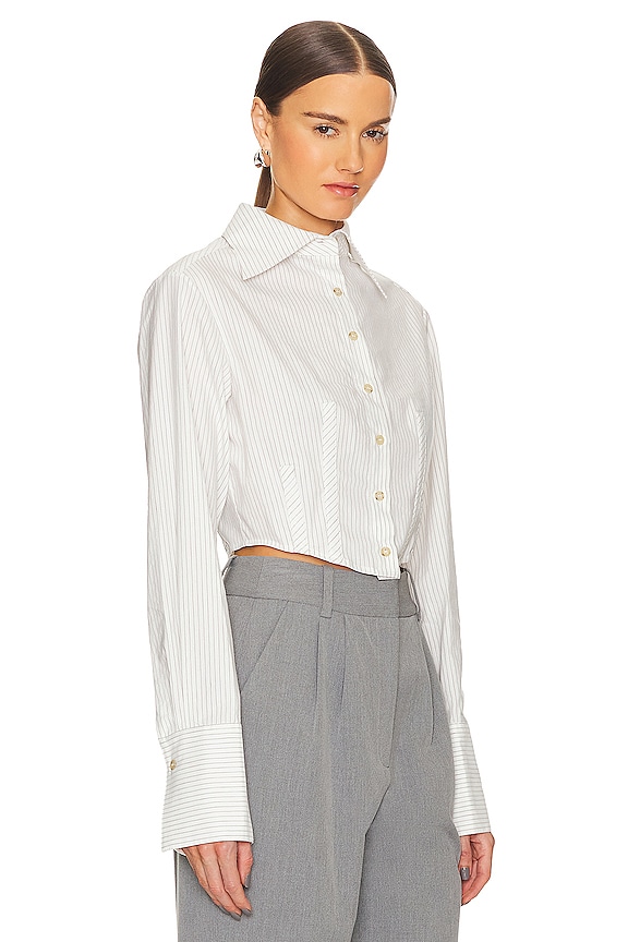 view 2 of 5 Frankie Shirt in Taupe Stripe