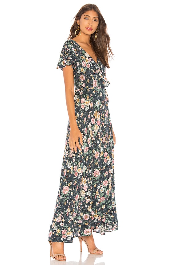 view 2 of 3 Spring Rose Wrap Maxi Dress in Navy