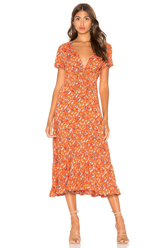 view 1 of 3 Agnes Fleur Midi Dress in Rust