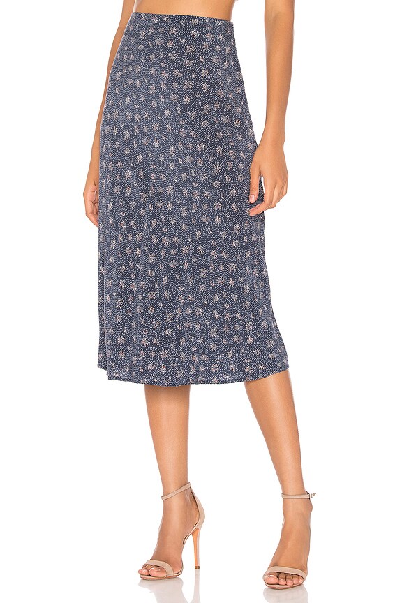 view 1 of 5 Jasmine Bias Slip Midi Skirt in Navy
