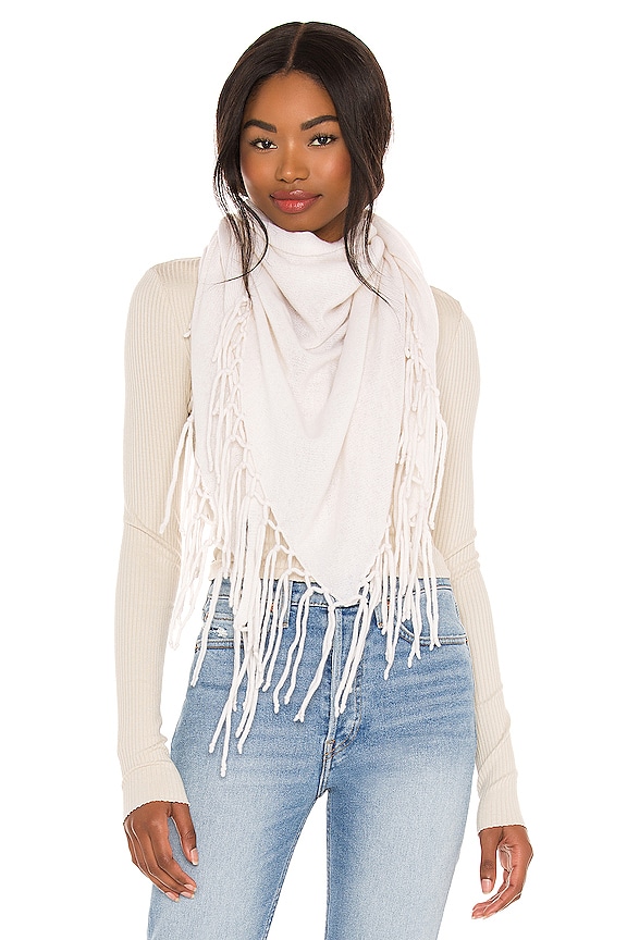 view 1 of 2 Fringe Triangle Scarf in Chalk