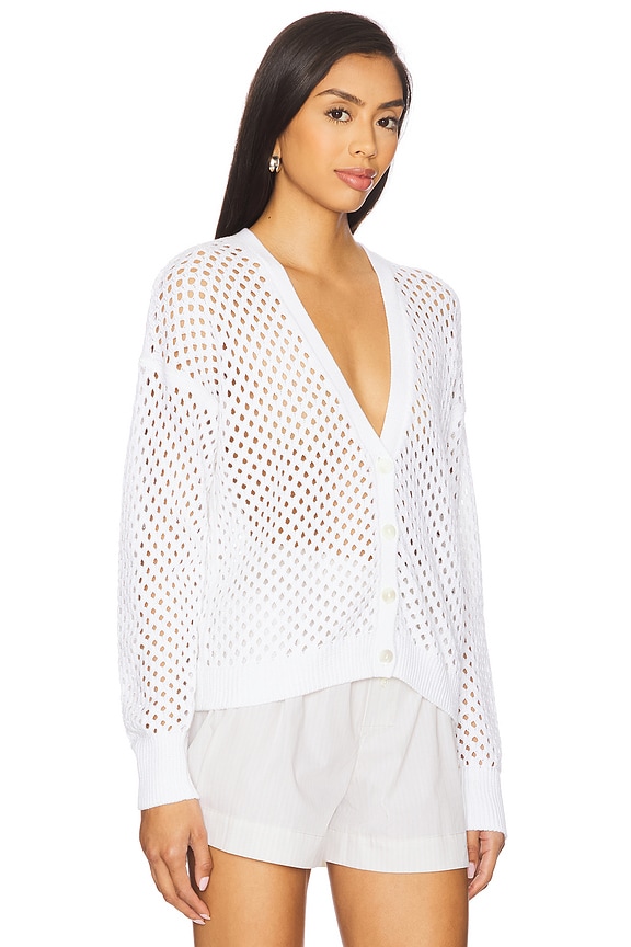 view 2 of 4 Solid Mesh Cardigan in Bleach White
