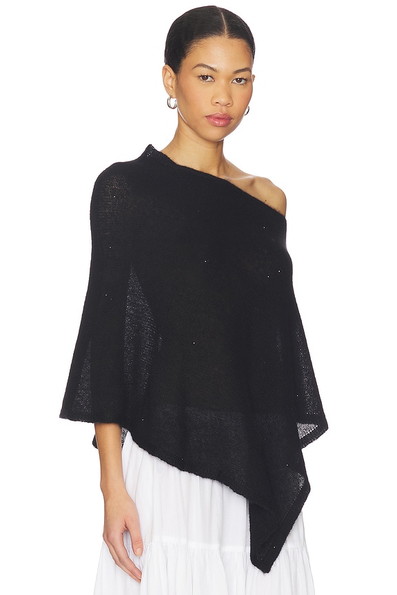 view 2 of 6 Sequin Cropped Poncho Capelet in Flint in Black