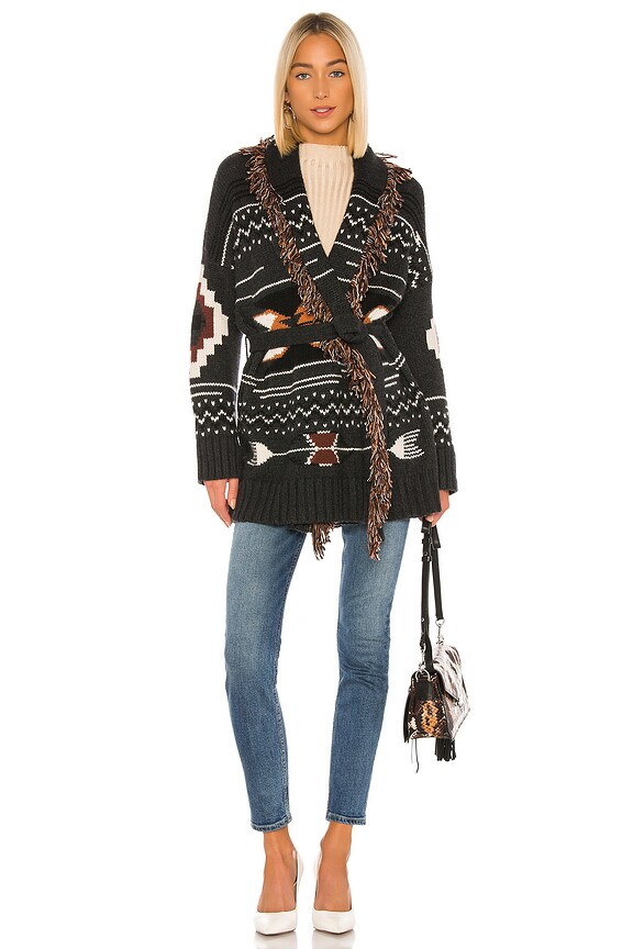 view 2 of 4 Fringe Belted Jacket in Anthracite Combo