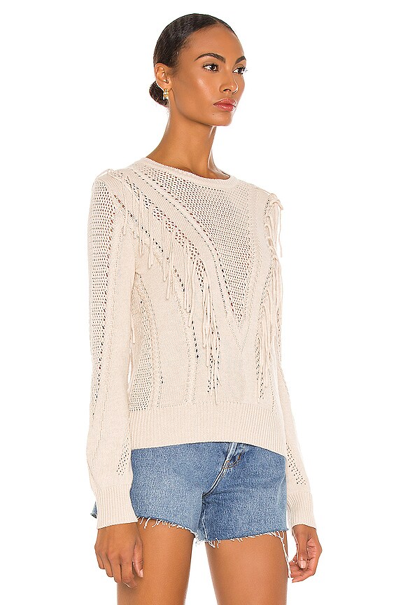 view 2 of 4 Cable & Mesh Fringe Crew Sweater in Natural