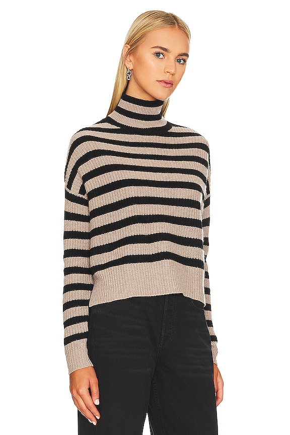 view 2 of 4 STRIPED TURTLENECK 스웨터 in Stone & Black