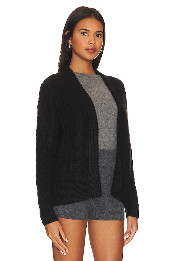 view 2 of 4 ОТКРЫТЫЙ КАРДИГАН С АЖУРНЫМИ КОСАМИ И ШНУРОВКОЙ in Ebony