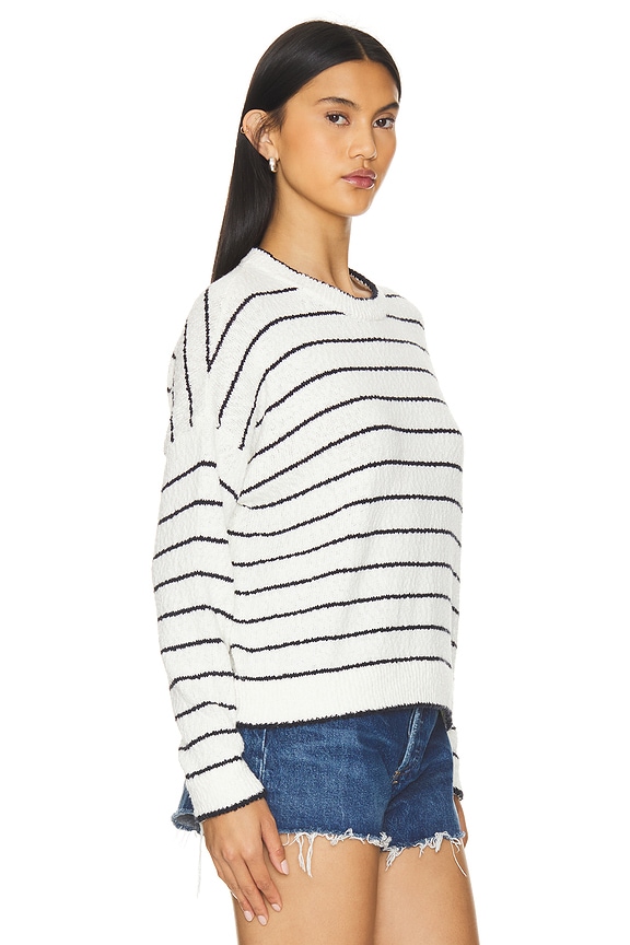 view 2 of 4 Oversized Texture Crew in Starch & Navy