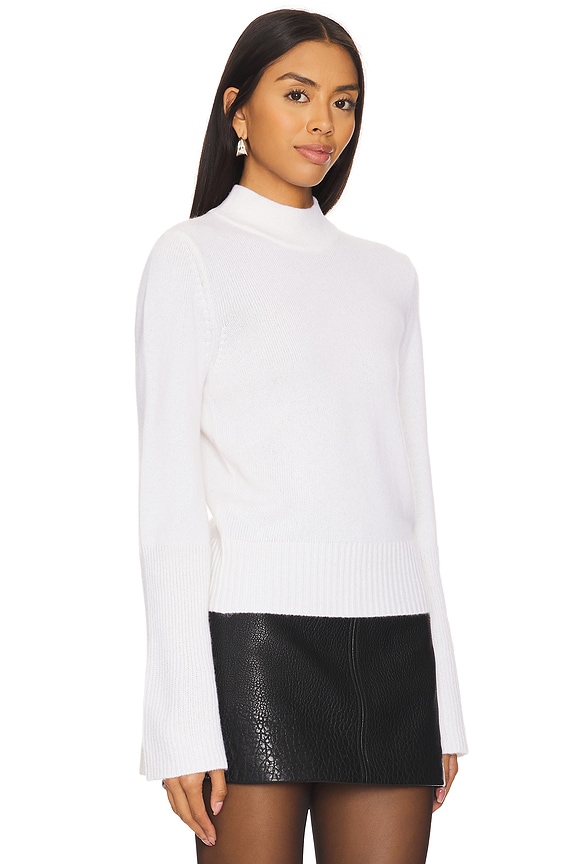 view 2 of 4 Mock Neck Trumpet Sleeve With High Rib in Chalk