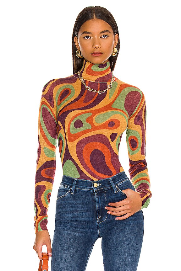view 1 of 4 Sheer Marble Print Mock in Warm Combo