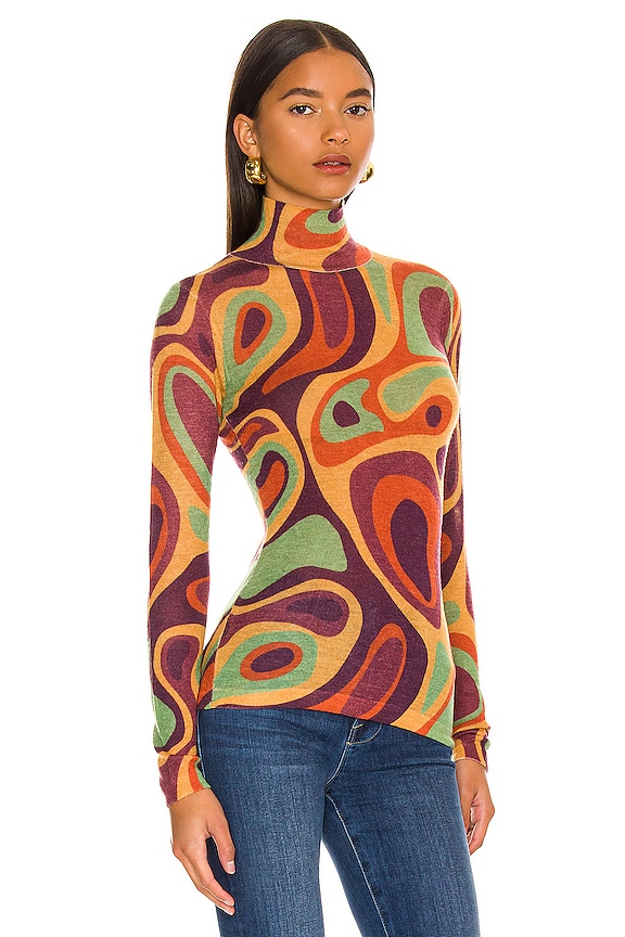 view 2 of 4 Sheer Marble Print Mock in Warm Combo