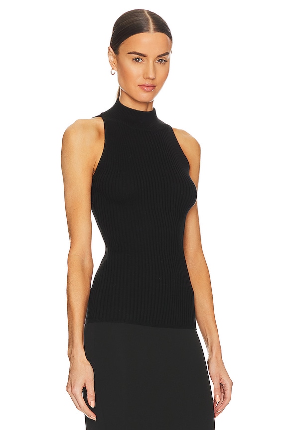 view 2 of 4 Rib Mock Halter Top in Black