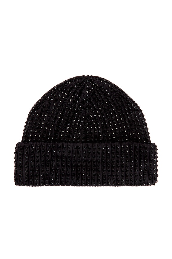 view 2 of 2 Rib Beanie With All Over Hotfix Crystal in Black