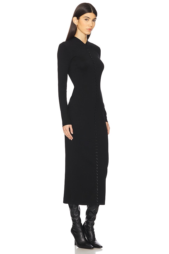 view 2 of 4 High Neck Button Up Dress in Black