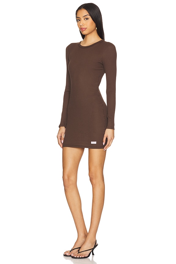 view 2 of 4 ロングスリーブクルーネックドレス in Chocolate Brown