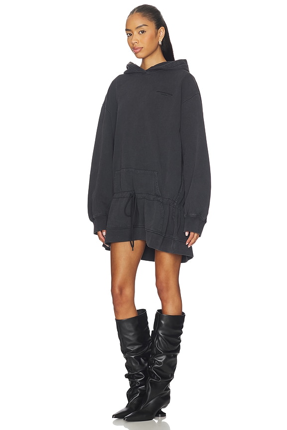 view 2 of 4 Dropped Waist Hoodie Dress in Washed Black