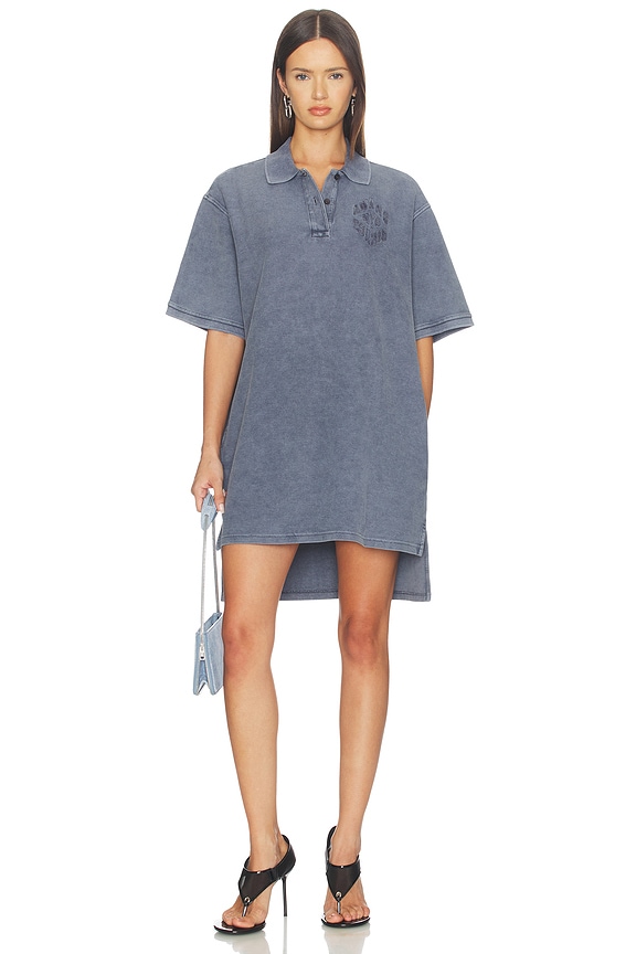 view 1 of 4 Oversized High Low Polo Mini Dress in Washed Navy