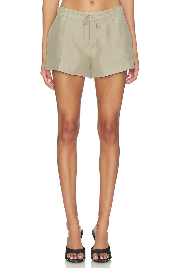 view 1 of 6 Mid Rise Short With Drawcord Detail in Army Tan