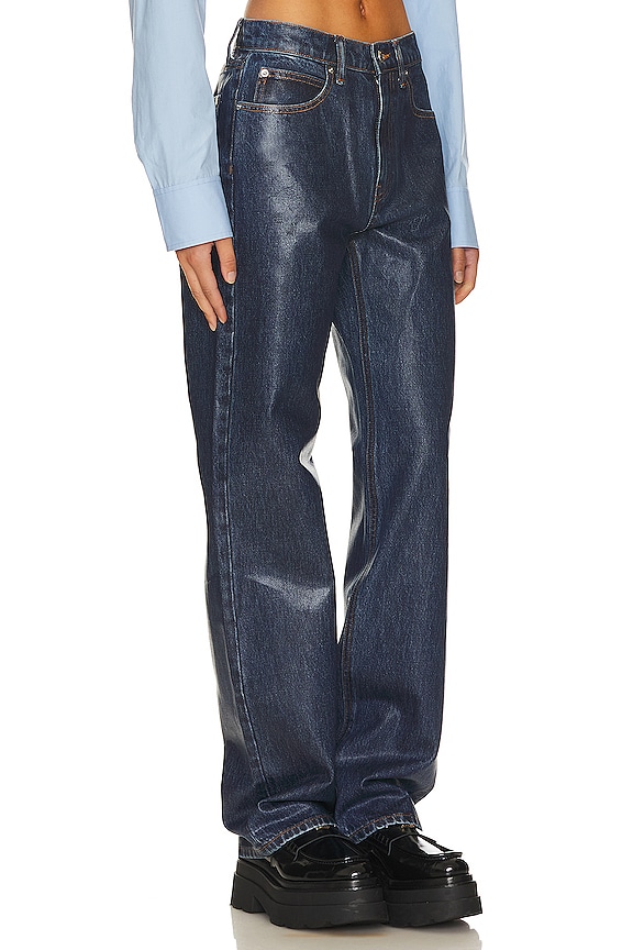 view 2 of 5 Ez Mid Rise Relaxed Straight Coated Jean in Dark Indigo