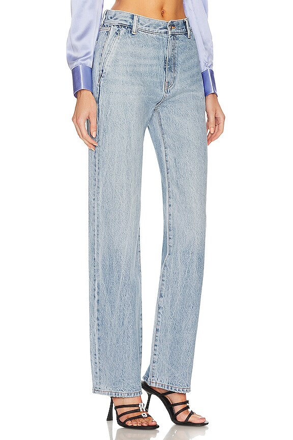 view 2 of 4 Mid Rise Relaxed Straight Jean in Light Indigo Fade