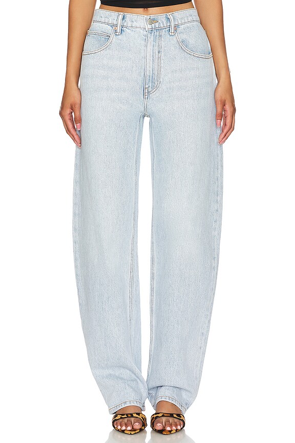 view 2 of 6 Zipped Back Leg Slit Rounded Jean in Bleach