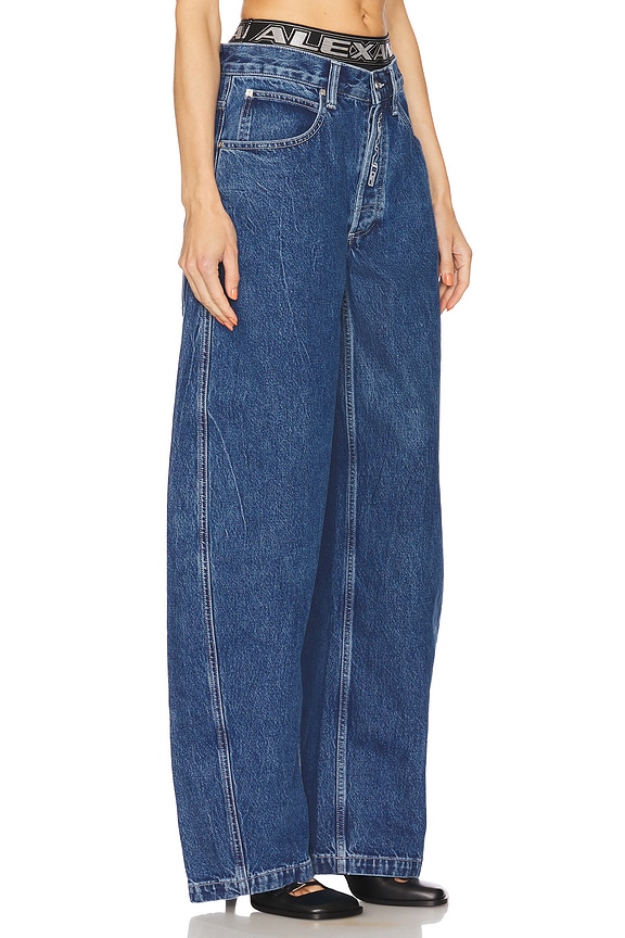 view 2 of 6 Logo Elastic Prestyle Rounded Jeans in Deep Blue