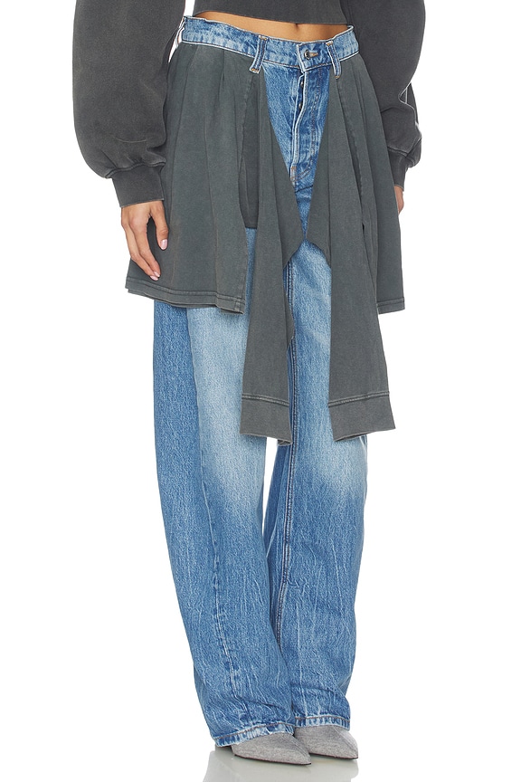 view 2 of 6 Slouchy Jean With Tied T-shirt in Vintage Marbled Blue