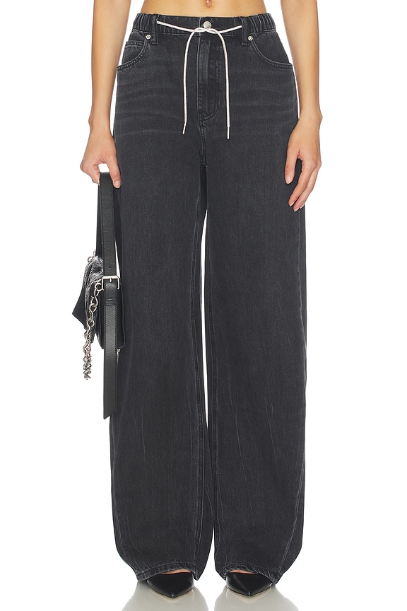 view 1 of 6 Balloon Jogger Jeans With Crystal Drawcord in Grey Aged