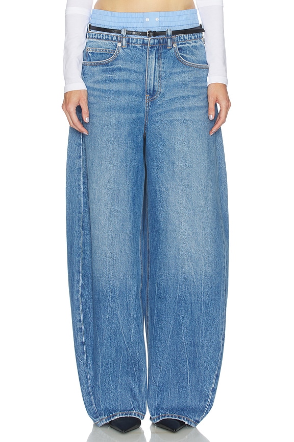 view 1 of 6 Prestyle Blow Up Jeans With Leather Belt And Boxer in Vintage Marbled Blue