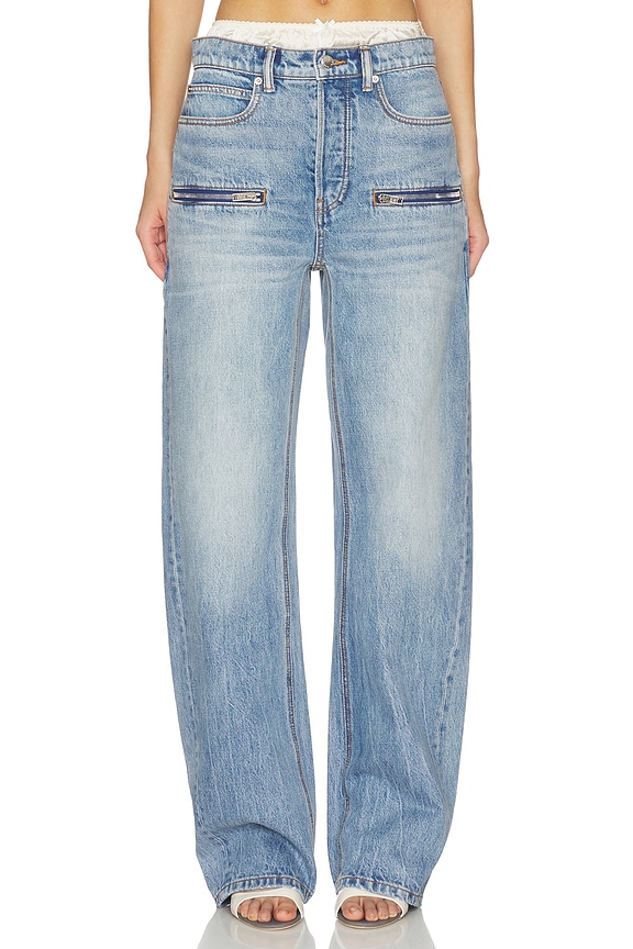 view 1 of 6 Silk Prestyle Float Jeans With Horizontal Zips in Authentic Light Indigo