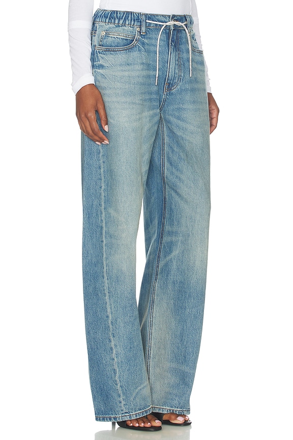 view 2 of 6 Balloon Jogger Jeans With Crystal Drawcord in Tinted Medium Indigo