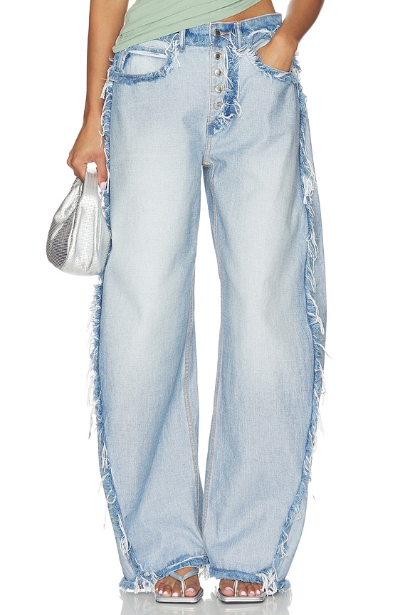 view 1 of 7 Inverted Blow Up Jean With Emboss Logo in Inverted Bleach Blue