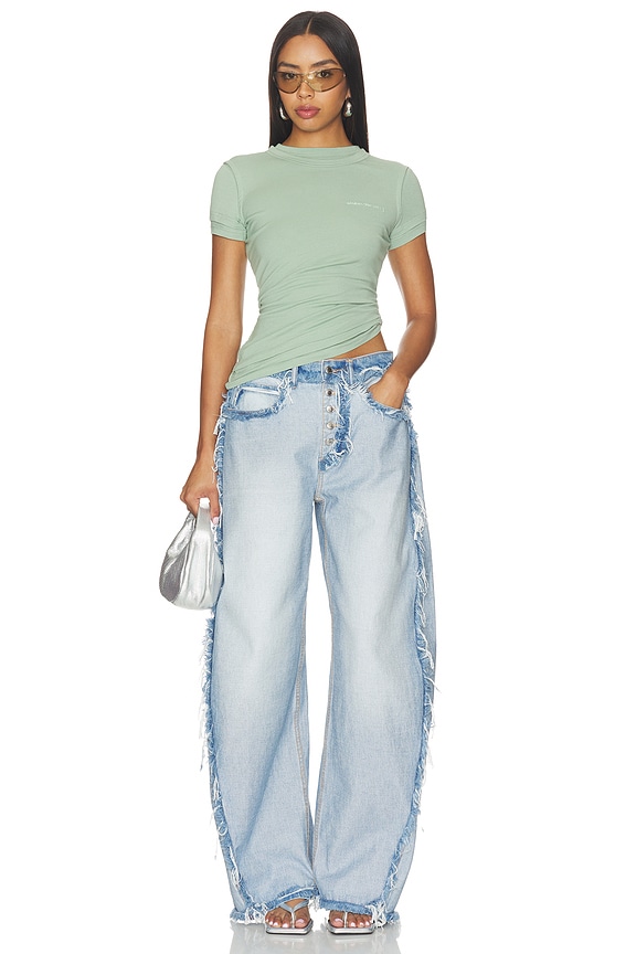 view 6 of 7 Inverted Blow Up Jean With Emboss Logo in Inverted Bleach Blue