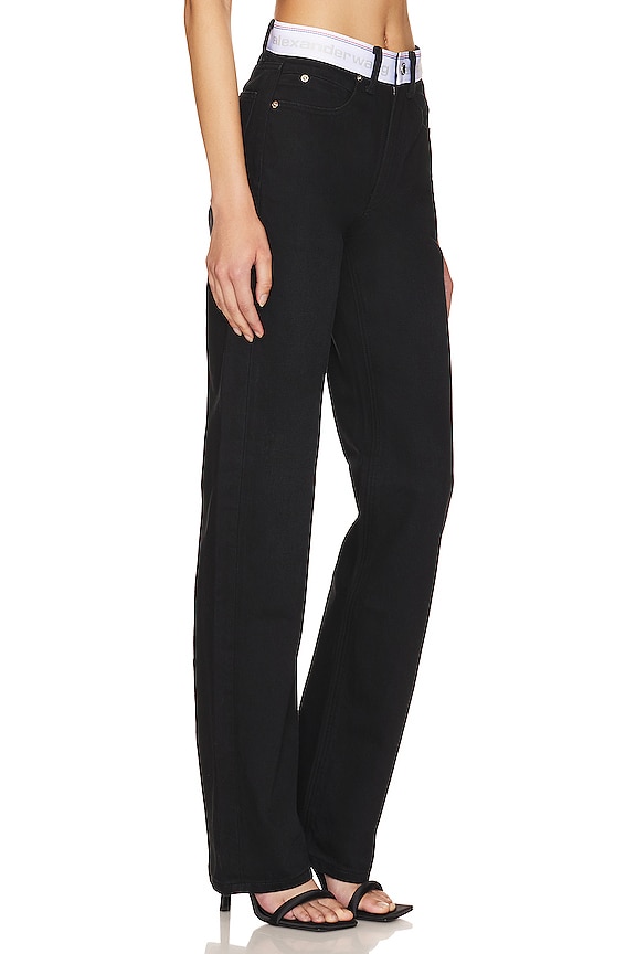 view 2 of 4 Logo Webbing Relaxed Straight Jean in Washed Black