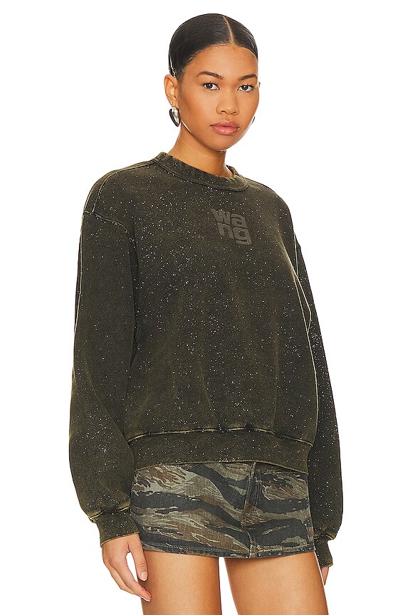 view 2 of 5 Glitter Essential Terry Sweatshirt With Puff Logo in Army Green