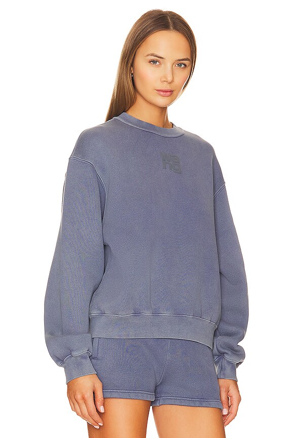 view 2 of 4 Essential Terry Crew Sweatshirt W/ Puff Paint Logo in Motor Grey