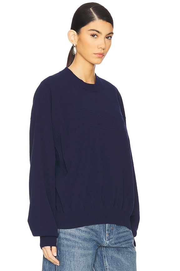 view 2 of 4 Embossed Logo Ribbed Pullover in Navy