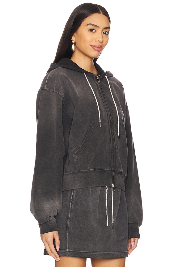 view 2 of 5 Zip Up With Rhinestone Drawcord in Washed Caviar