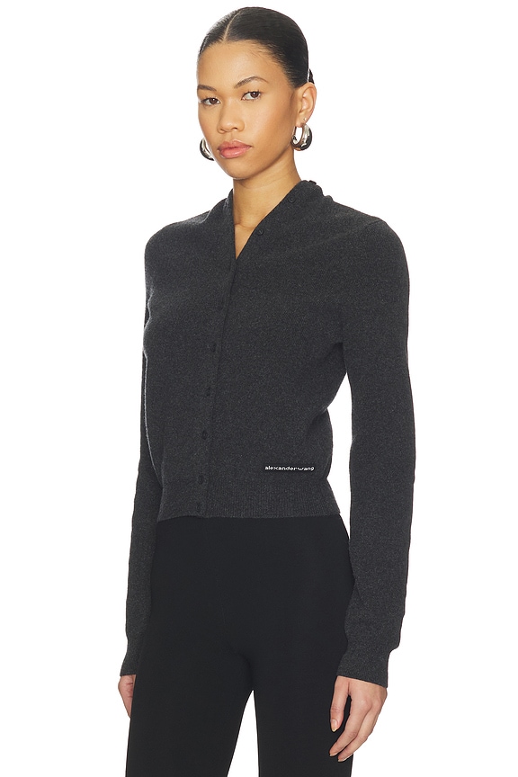 view 2 of 5 Knit Logo Cardigan in Charcoal