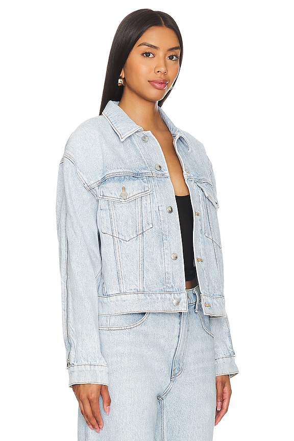 view 2 of 5 Zipped Sleeve Rounded Trucker Jacket in Bleach