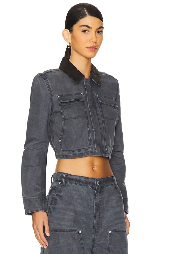 view 2 of 4 Zip Front Shrunken Workwear Jacket in Mirage Grey