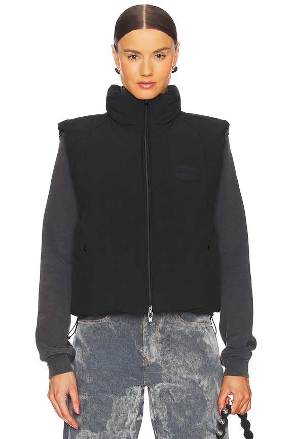 view 2 of 6 Puffer Vest With Dome Silicone Patch in Red Alert in Black